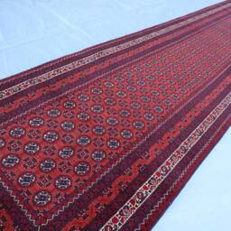 13 Ft Bokhara Runner Rug, Afghan Hand Knotted Veg Dyes Wool Turkmen Tribal Oriental Red Runner, Hallway Rug 3x13 - thumbnail 2