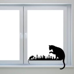 Cat & Mouse Chess Game Wall Vinyl Decal Interior Decoration Sticker - thumbnail 2