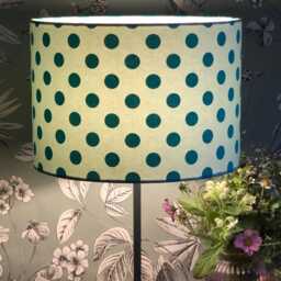 Handmade Polkadot Drum Lampshade Neon Green Turquoise Tula Pink Home Decor