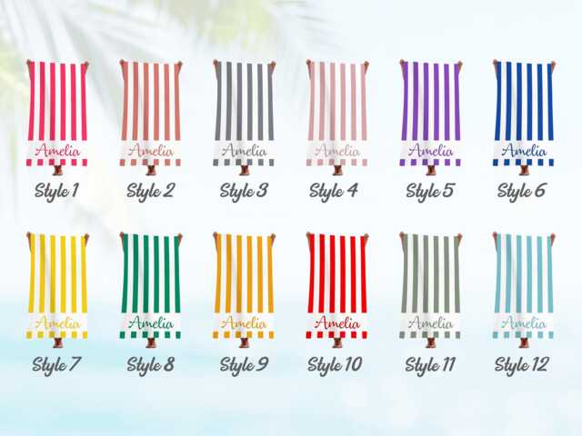 Groovy Striped Personalized Beach Towel, Pool Party Towels, Retro Style Bridesmaid Birthday Vacation Gift For Her, Swimming Club Towel - image 1
