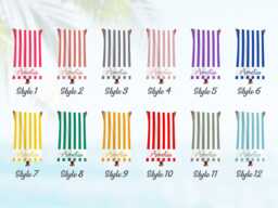 Groovy Striped Personalized Beach Towel, Pool Party Towels, Retro Style Bridesmaid Birthday Vacation Gift For Her, Swimming Club Towel - thumbnail 1
