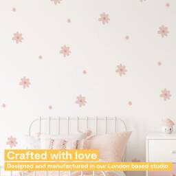 Daisy Flower Wall Decal - White Floral Stickers For Playroom, Nursery, Bedroom Repositionable Fabric Kids Mural - thumbnail 2