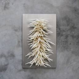 Neutral Wool Fiber Wall Art Modern Wabi Sabi Sculpture, Long Narrow Wall Art - thumbnail 3