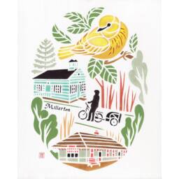 Bird Painting Yellow Warbler in Millerton, Harlem Valley Rail Trail - Wood Panel 10x8 - thumbnail 2