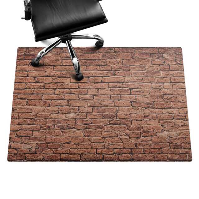 Retro Brick Wall Desk Chair Mat, Brown Computer Office Texture Gaming Floor Protector - image 1
