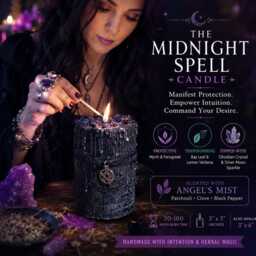 Midnight Spell Candle, Black Scented Candle With Silver Pentagram Charm - thumbnail 3
