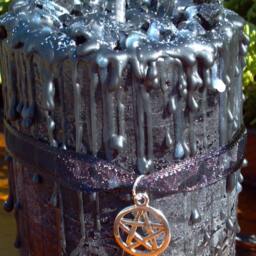 Midnight Spell Candle, Black Scented Candle With Silver Pentagram Charm - thumbnail 4