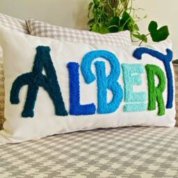 Punch Needle Name Pillow, Embroidery Cushion, Gift For Kids, Custom Throw Anniversary Decor Idea, Niece, Nephew - thumbnail 2