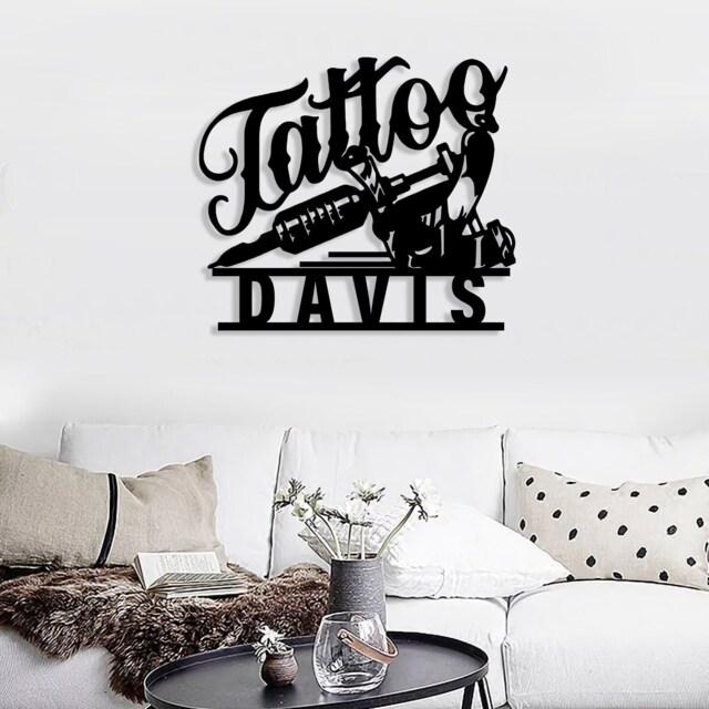 Personalized Tattoo Studio Metal Sign, Wall Art, Gift For Tattooist, Housewarming Gift, Decor