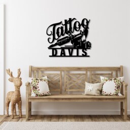 Personalized Tattoo Studio Metal Sign, Wall Art, Gift For Tattooist, Housewarming Gift, Decor - thumbnail 3