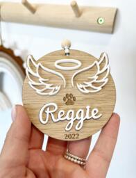 Pet Memorial Gift, Personalised Dog Sympathy Cat Loss Angel Wing Ornament - thumbnail 1