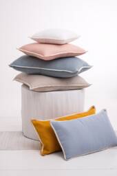 Linen Pillow Cover. Washed Linen Pillowcase With Pom-Poms. French-style Custom Size Pillow For Living Room - thumbnail 1