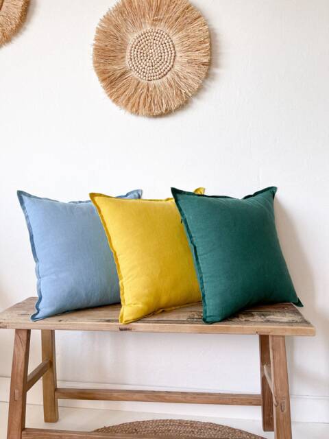 Linen Cushion Cover, Throw Pillow Case With Border, Edged Hidden Zipper Closure, 100% European Flax, Sustainable Home Decor - image 1