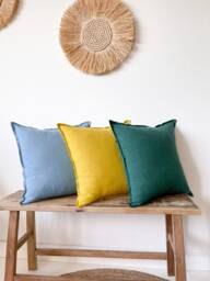 Linen Cushion Cover, Throw Pillow Case With Border, Edged Hidden Zipper Closure, 100% European Flax, Sustainable Home Decor