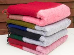Hand-Loomed Yak Wool Blanket Soft Striped Shawl Wrap, Nepal