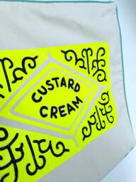 Neon Custard Cream Cotton Cushion Cover - Funky Glitter Design - thumbnail 1