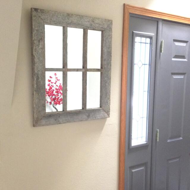 Rustic Barnwood Window Mirror 6 Pane Reclaimed Wood Frame