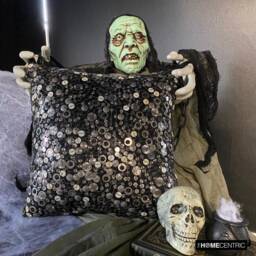 "Halloween Pillow, Decor, Pillowcase, Home Gift, Black 16""x16" - thumbnail 2