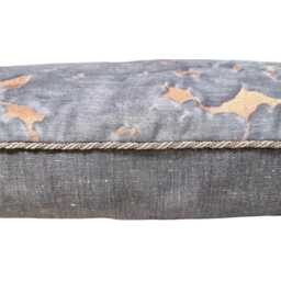 Lumbar Throw Pillow Cushion Cover in Fortuny Fabric Black, Grey & Copper Marmo Pattern - Made Italy - thumbnail 2