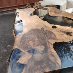 "Walnut Dining Table, Epoxy River Custom 76"" X 38" - thumbnail 3