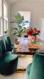 "Walnut Dining Table, Epoxy River Custom 76"" X 38" - thumbnail 1