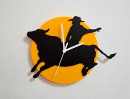 Rodeo Bull Rider - Black & Yellow Silhouette Wall Clock - thumbnail 1