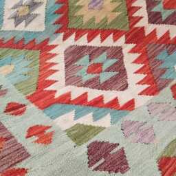 Kilim Rug Classic, Handmade Artisan Afghan Turkish, Scandinavian, Navajo, Bohemian Flatweave, Natural Wool 201x159 cm - thumbnail 4