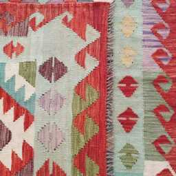 Kilim Rug Classic, Handmade Artisan Afghan Turkish, Scandinavian, Navajo, Bohemian Flatweave, Natural Wool 201x159 cm - thumbnail 3