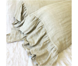 A Pair Of Chevron Linen Pillow Covers With Mermaid Long Ruffles, Chevron Handmade in Natural - thumbnail 1