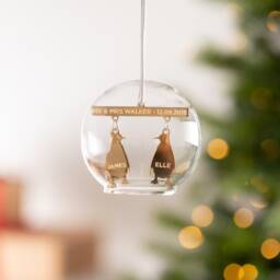 Personalised Mr & Mrs Penguin Glass Dome Bauble