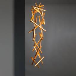 Wooden Staircase Chandelier Genesis, Staiway Wooden Lighting, Staircase Chandelier, Long Suspension Modern Lighting