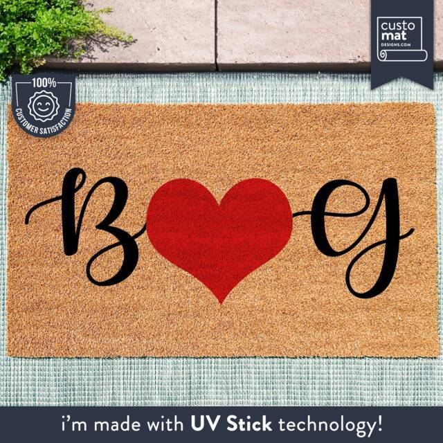 Personalized Initial Red Heart Door Mat - Custom Coir Rug New Home Gift Cute Housewarming - image 1