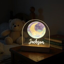 Customized Moon & Stars Night Light For Kids Bedrooms - Nursery Baby Lamp 3 Settings - thumbnail 4