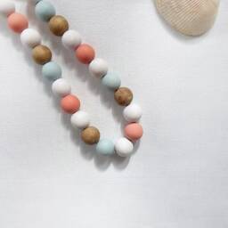 Coastal Cottage Beaded Curtain Tiebacks Shabby Chic Wood Beads, Set Of 2 - thumbnail 3