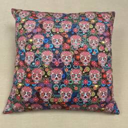 Hand Made Double Sided Velvet - Large Cushion Cover With Sugar Skulls - thumbnail 1