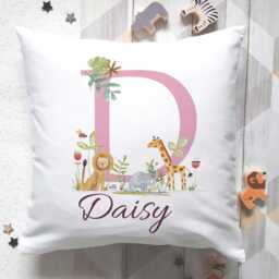 Personalised Baby Name Cushion Jungle Animal Nursery Decor - thumbnail 3