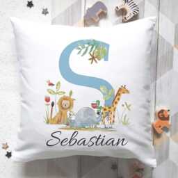 Personalised Baby Name Cushion Jungle Animal Nursery Decor - thumbnail 2