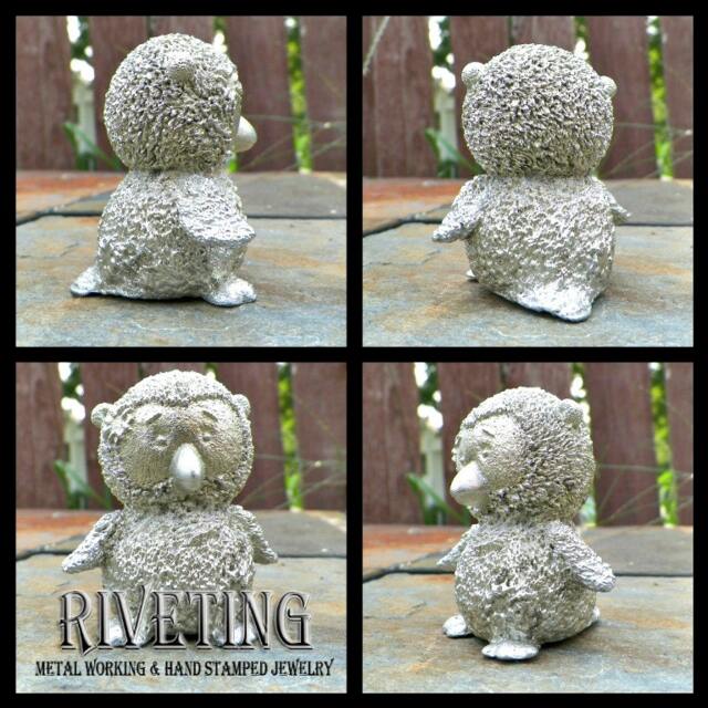 Hand Cast Pewter Puffy Owlet