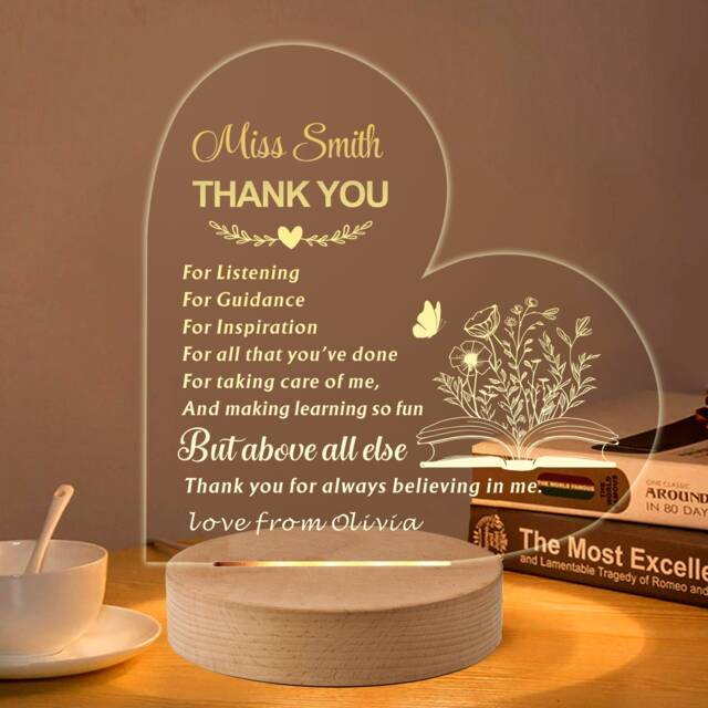 Personalised Thank You Gifts Night Light Lamp Teacher For Women Man Custom Gift Teaching Assistant - image 1
