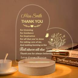 Personalised Thank You Gifts Night Light Lamp Teacher For Women Man Custom Gift Teaching Assistant