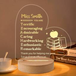 Personalised Thank You Gifts Night Light Lamp Teacher For Women Man Custom Gift Teaching Assistant - thumbnail 3