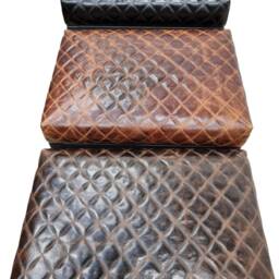 Diamond Stitched Leather Stool With A Matt Black Steel Frame, Various Seat Heights Available - B - Fp - thumbnail 4