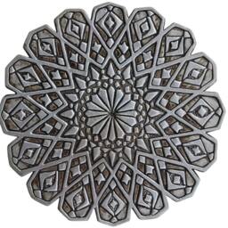 8 Ceramic Wall Sculpture, Circular Mosaic Hand Painted, Tiles, Moroccan Mix Circles Cutout Design Aged Silver - thumbnail 3
