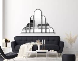 Turin Handmade Original Art Deco Over Mantle Wall Mirror in Black - thumbnail 1