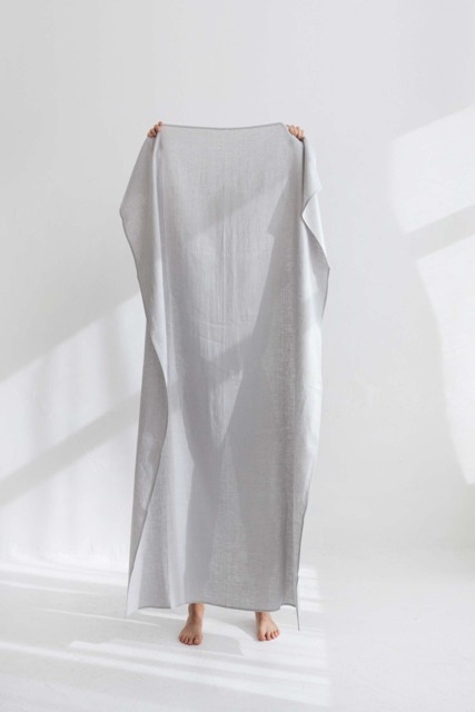 Large Linen Beach Towel, Gray Bath Sarong, Handmade - image 1