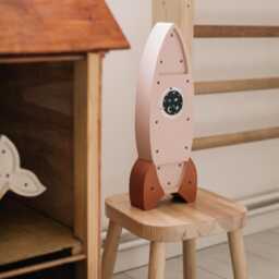 Personalized Wooden Rocket Night Light - Pink Kids Nursery Lamp, Space Baby Room Decor, Handmade Eco Friendly Nightlight Gift - thumbnail 4