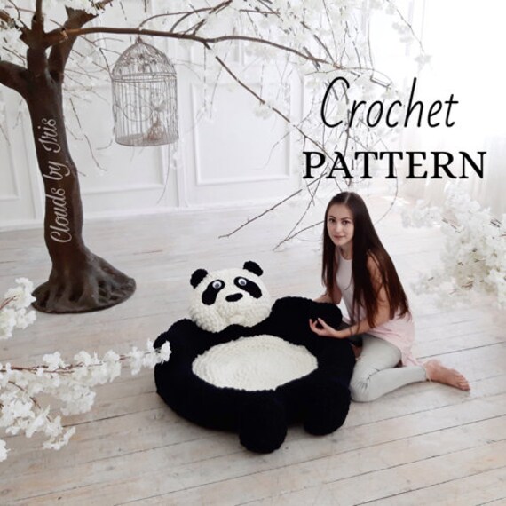 Finger Crochet Panda Mat Pattern - Alize Puffy Loop Yarn - PDF Pattern - image 1