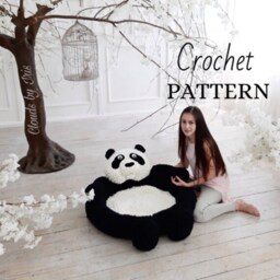 Finger Crochet Panda Mat Pattern - Alize Puffy Loop Yarn - PDF Pattern - thumbnail 1