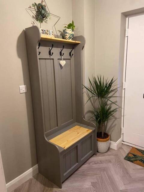 Hand Made Monks Bench/Coat Rack Storage Finished With Farrow & Ball Paint - image 1