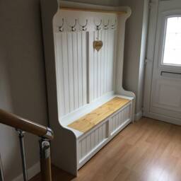 Hand Made Monks Bench/Coat Rack Storage Finished With Farrow & Ball Paint - thumbnail 3